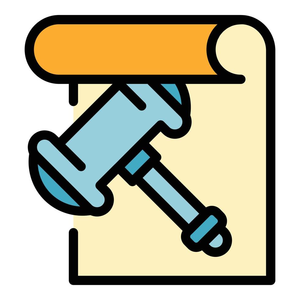 Judge hammer paper icon color outline vector