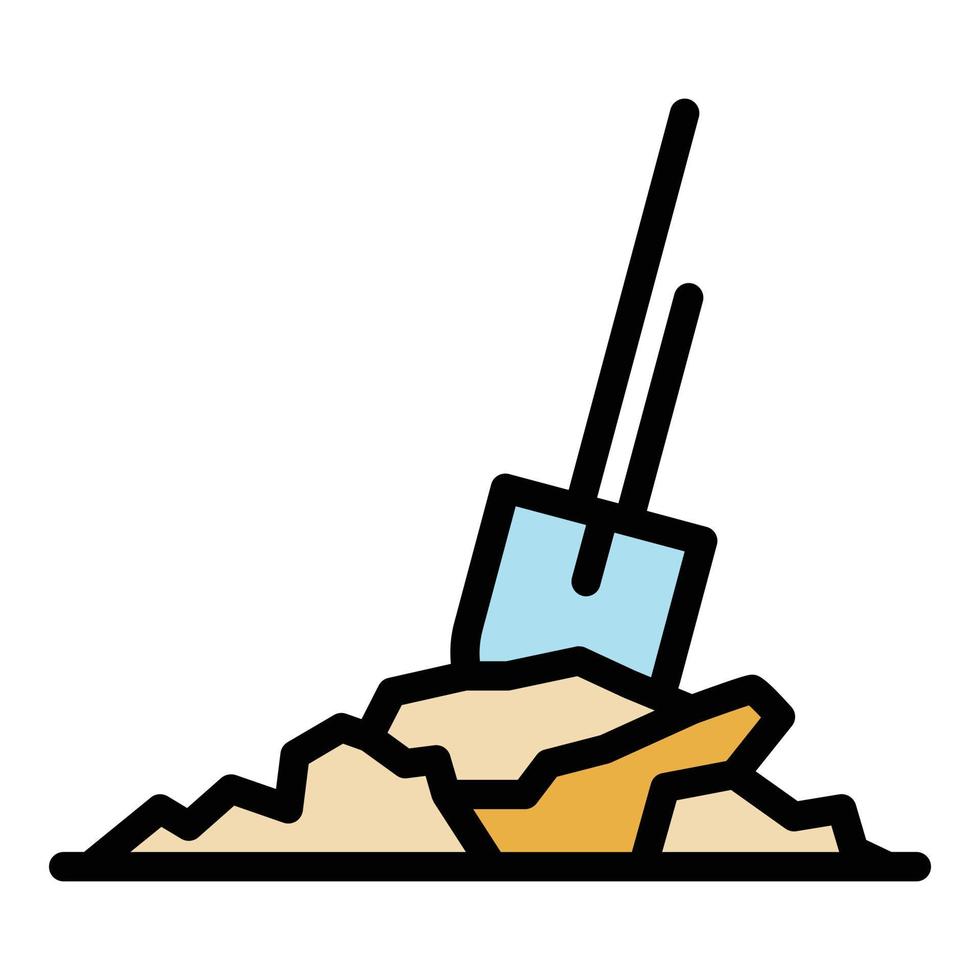 Shovel in ground icon color outline vector