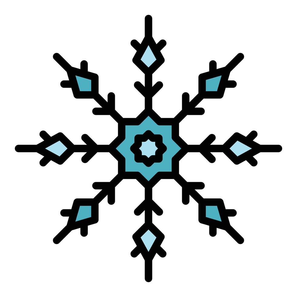 Winter snowflake icon color outline vector