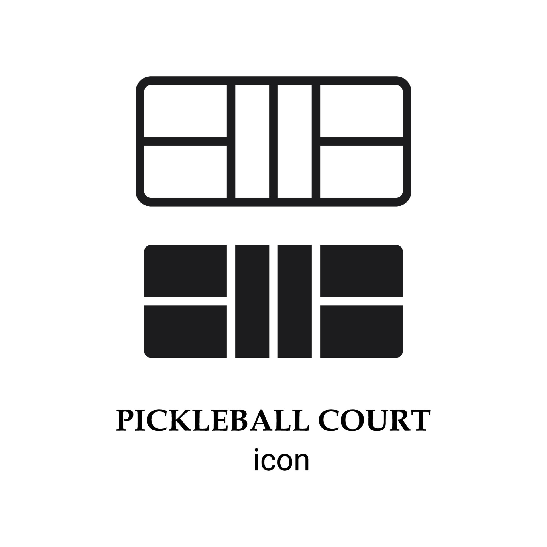 Pickleball court icon. Isolated vector illustration on white background
