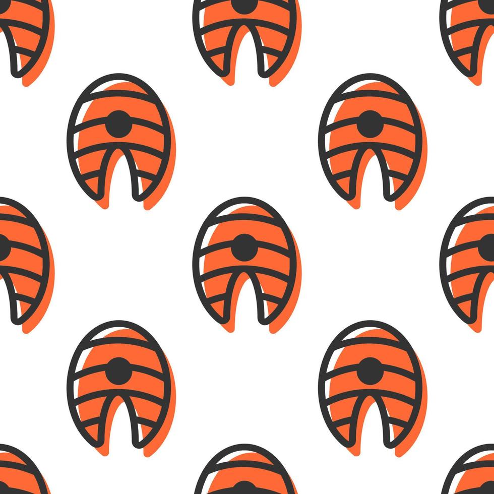 Seamless pattern steak salmon. Vector illustration on white background.