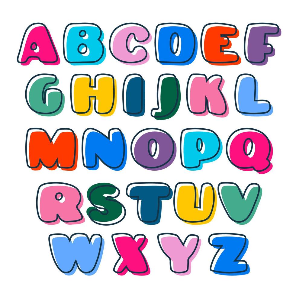 Colorful bubble alphabet on white background vector