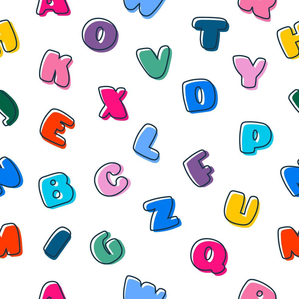Colorful bubble alphabet seamless pattern vector illustration