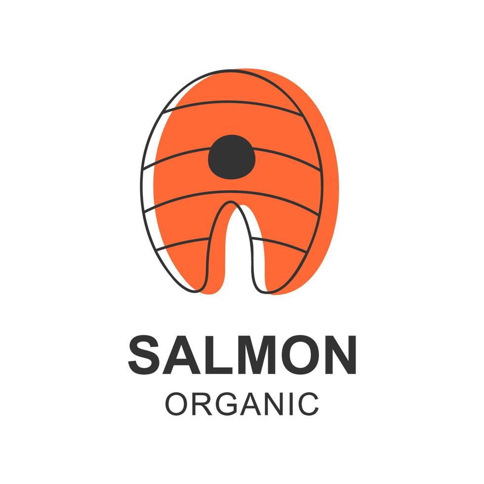 Logo steak salmon isolated vector illustration on white background