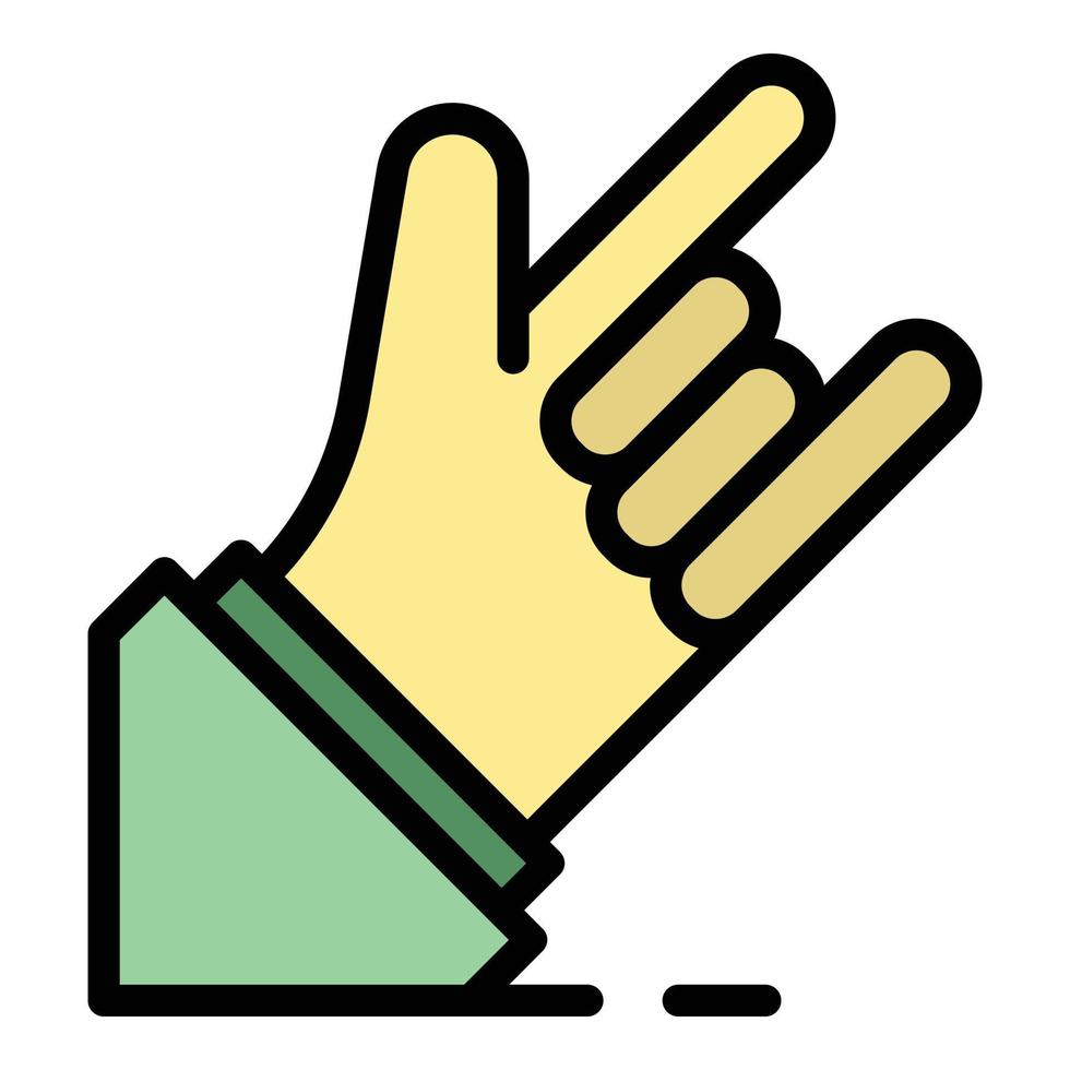 vector de contorno de color de icono de signo de mano de roca