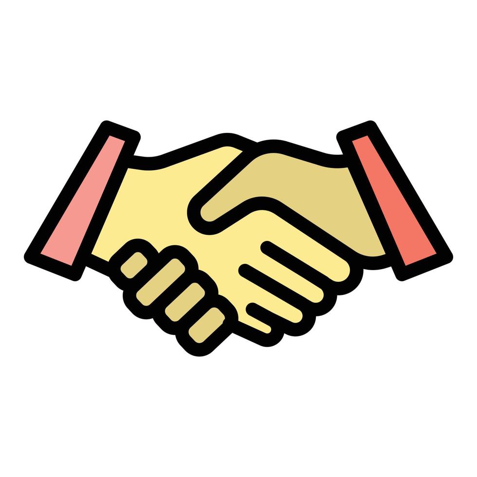 Friends handshake icon color outline vector