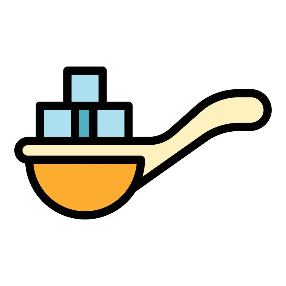 Sugar cubes spoon icon color outline vector