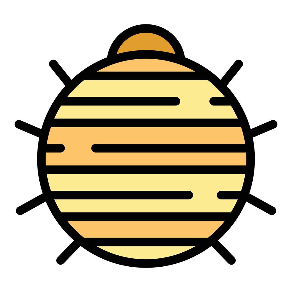 Round bug icon color outline vector