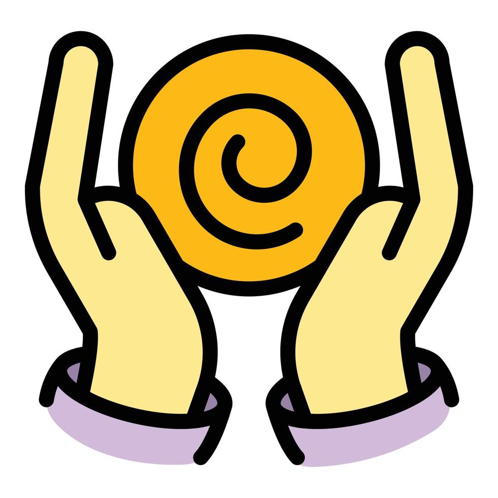 Hands hypnosis icon color outline vector