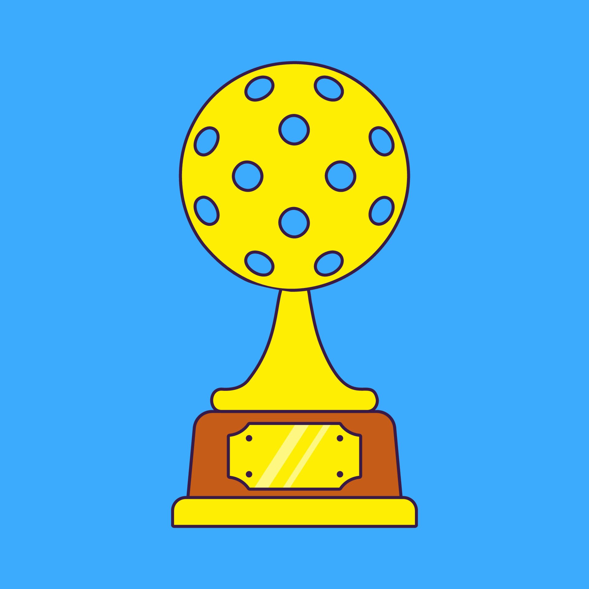 Pickleball ball trophy cup award vector illustration on blue background