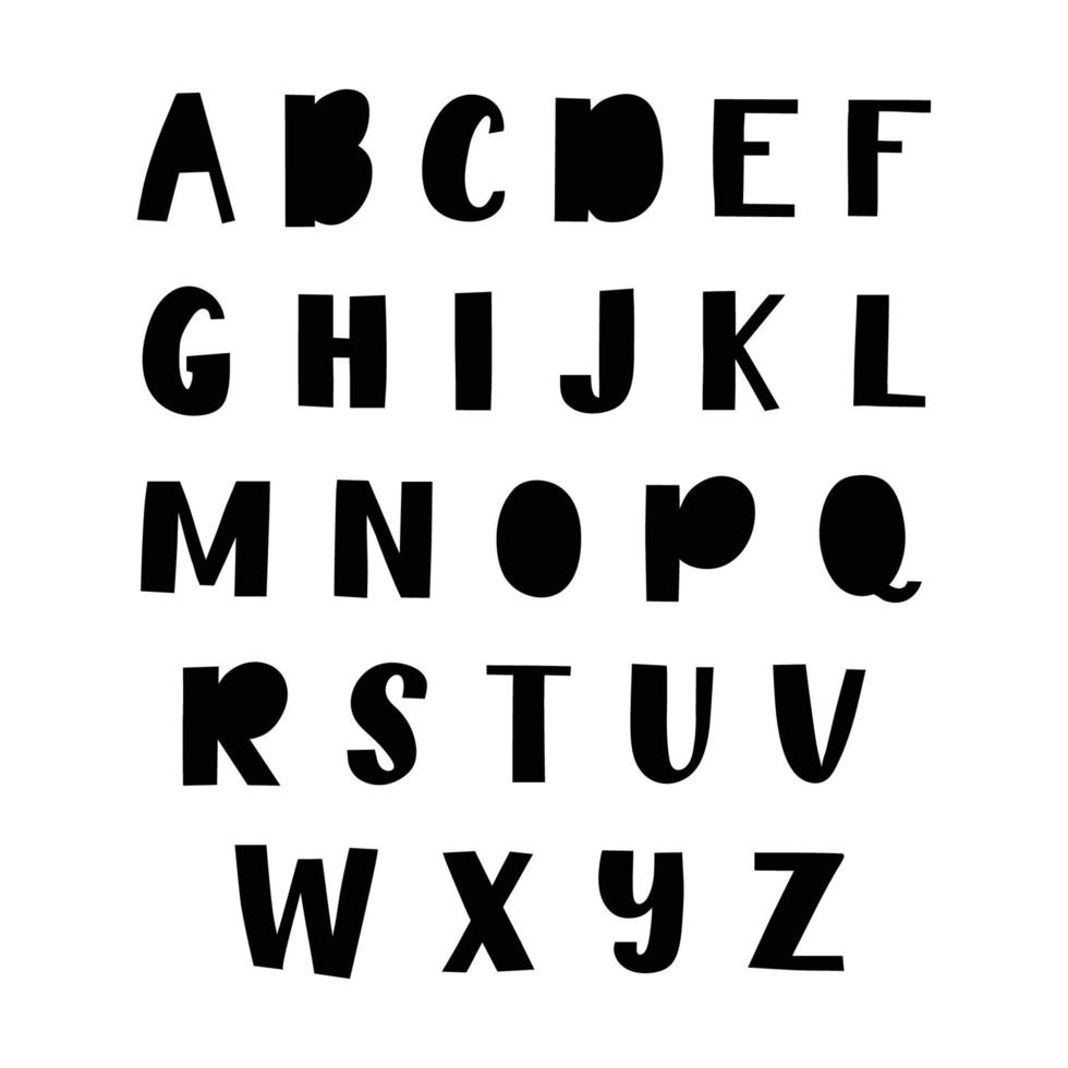 Hand drawn black alphabet scandinavian style vector