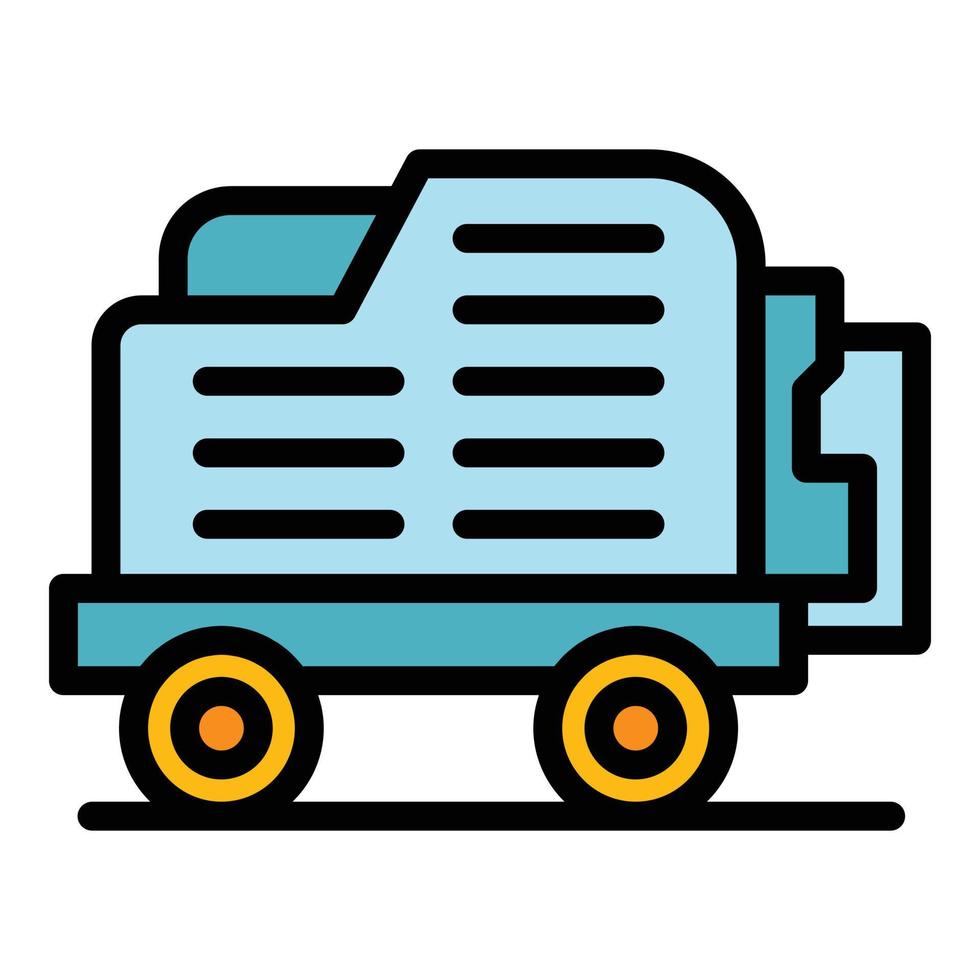 Airport luggage cart icon color outline vector