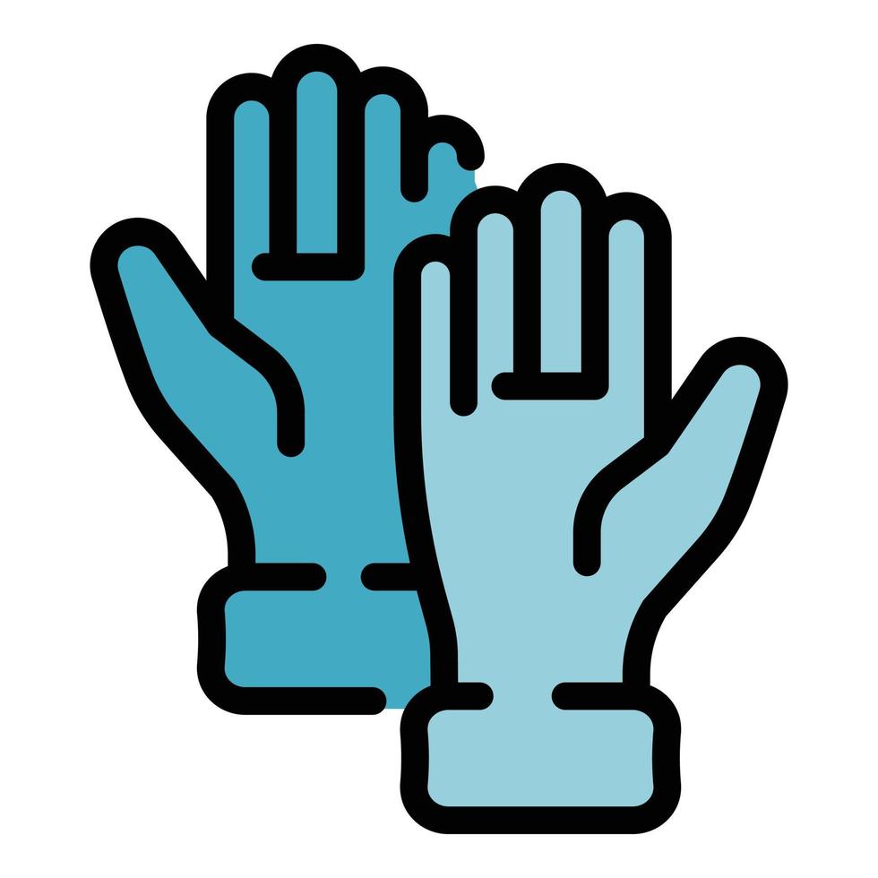 vector de contorno de color de icono de guantes de goma