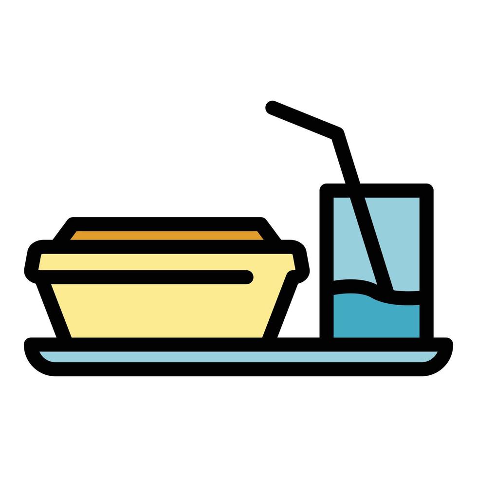 Plane tray food icon color outline vector