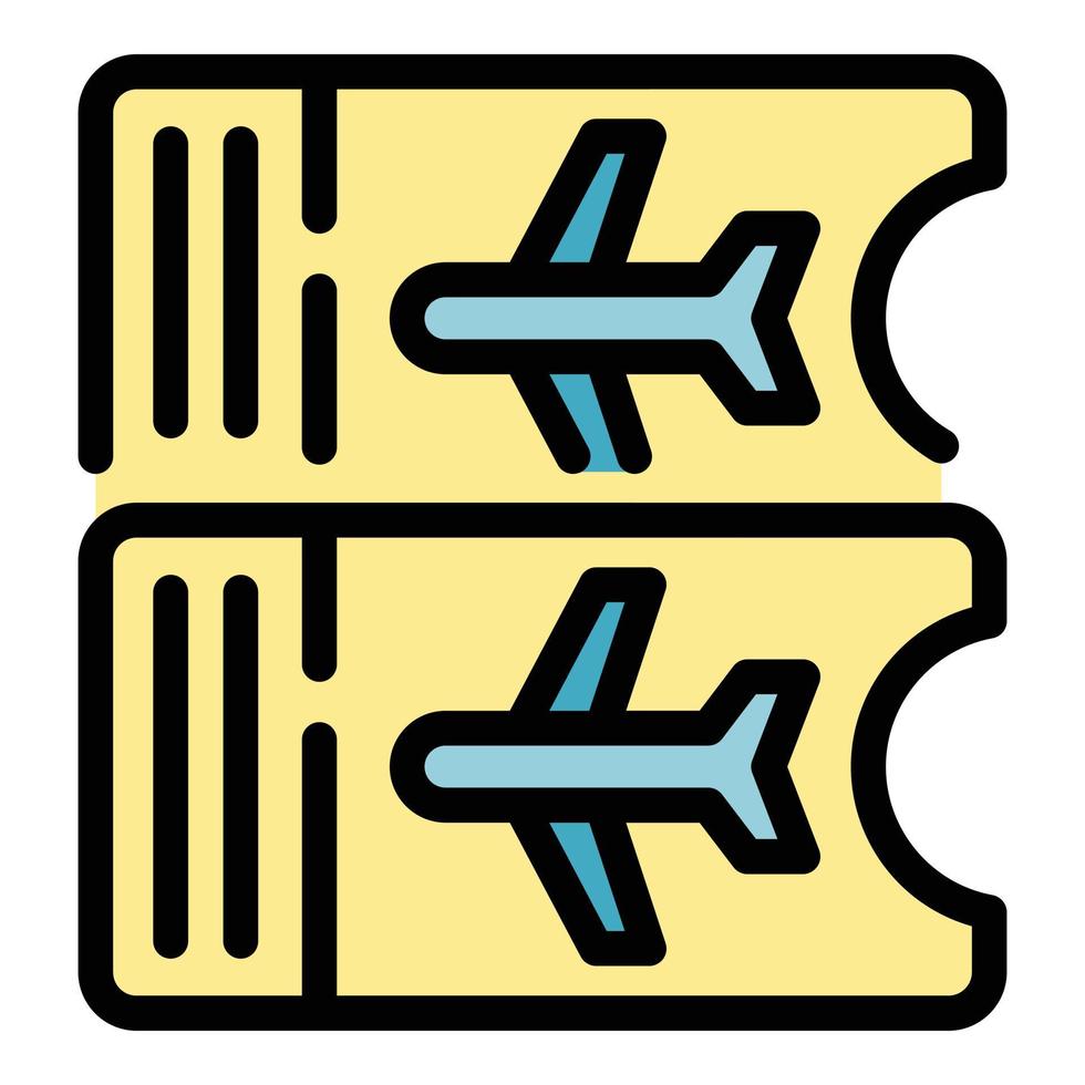 Boarding plane tickets icon color outline vector