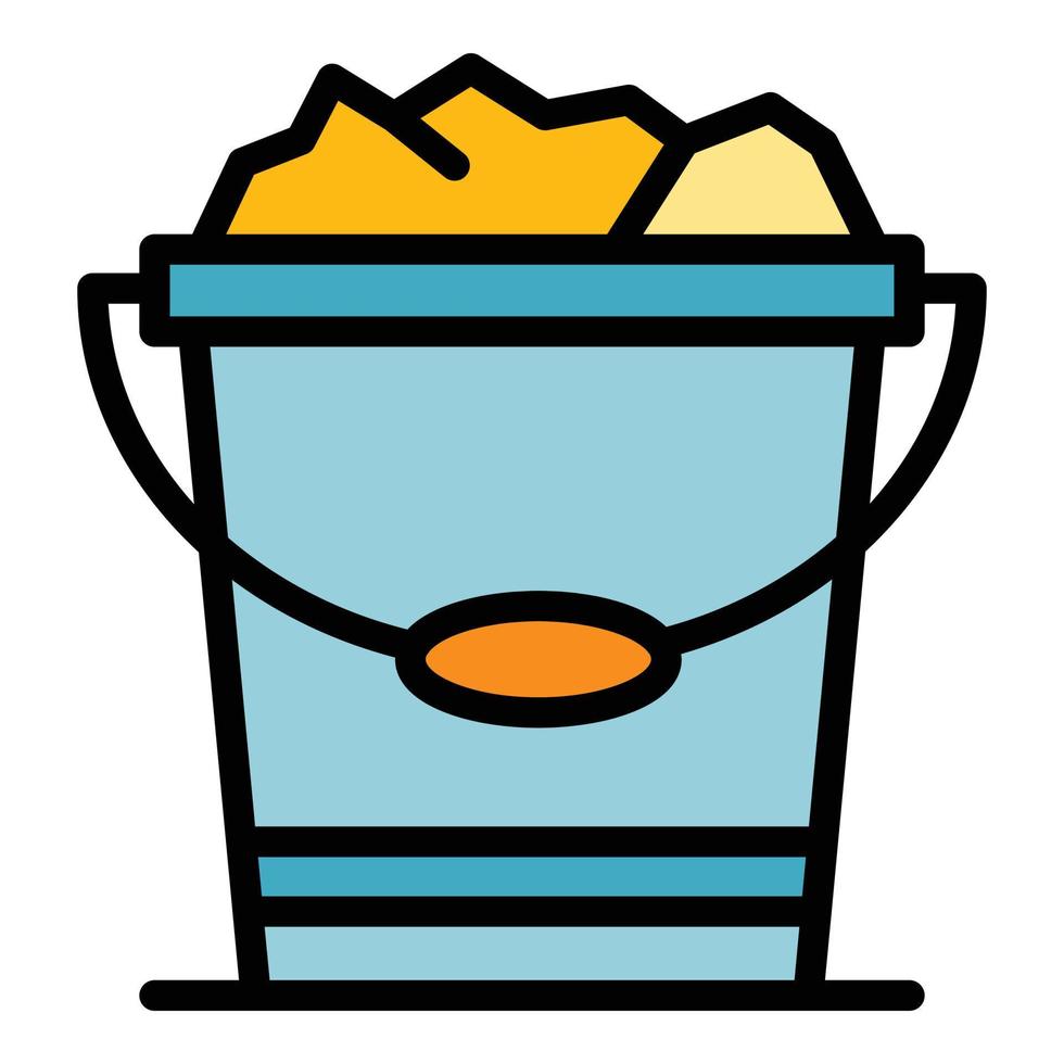 Full farm bucket icon color outline vector