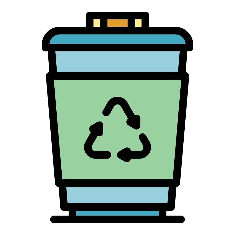 Plastic garbage bin icon color outline vector