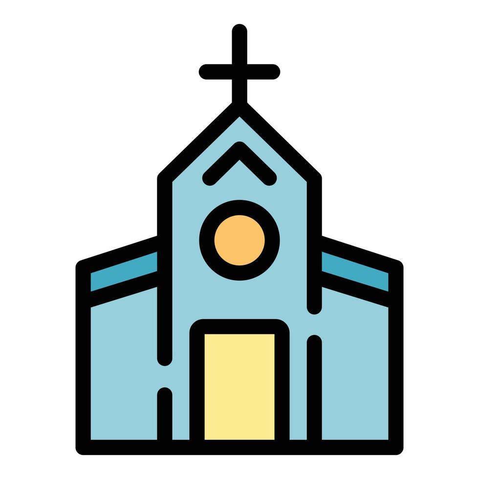 icono de la iglesia de la ciudad vector de contorno de color