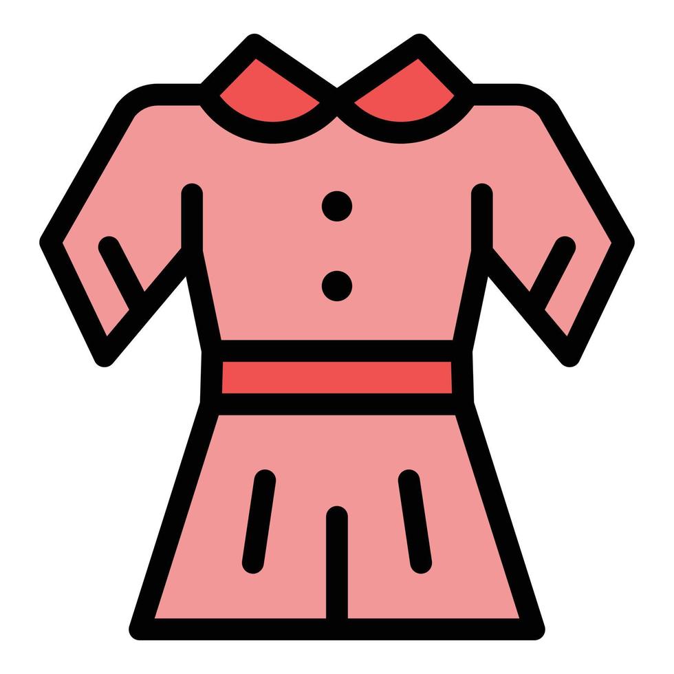 vector de contorno de color de icono de vestido escolar