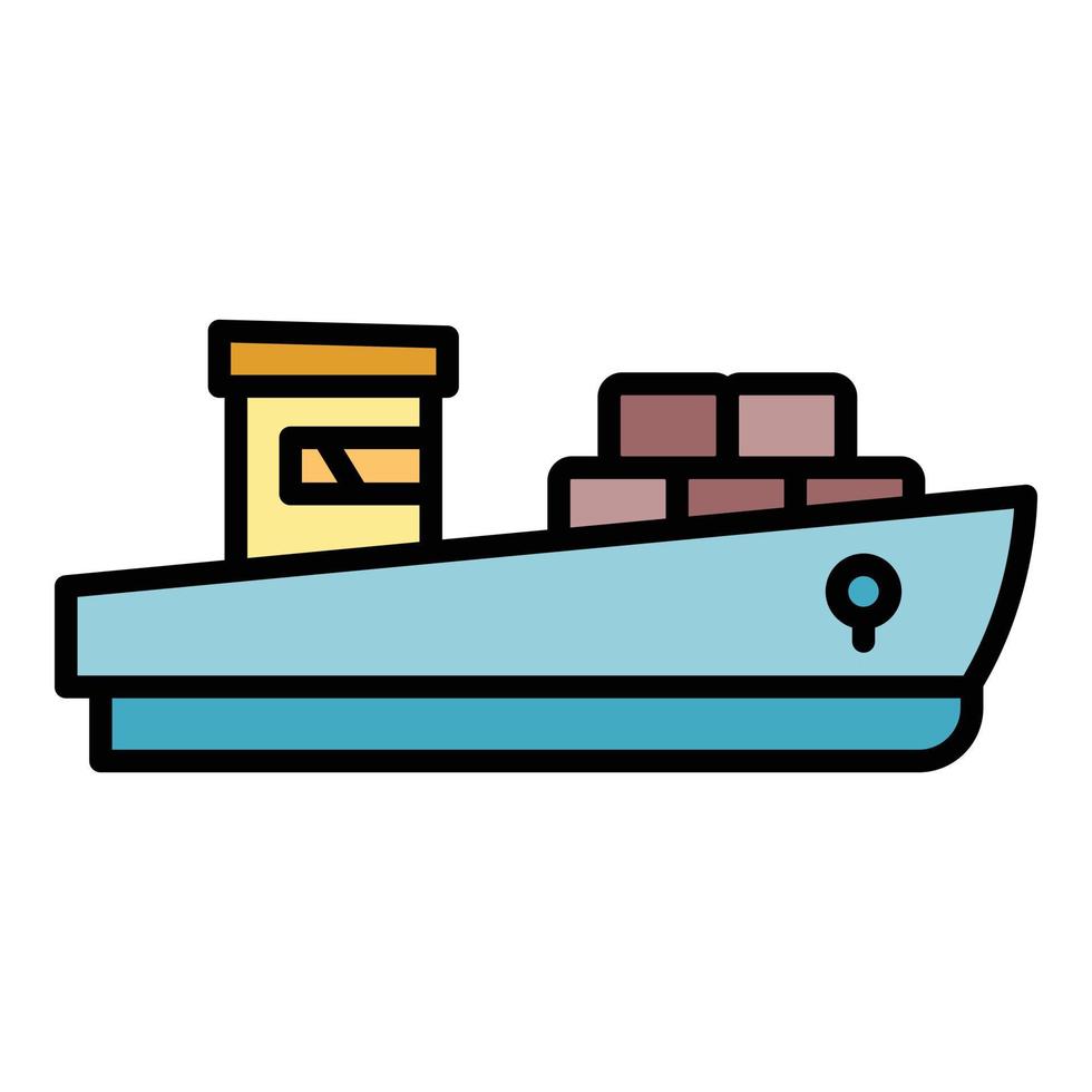 vector de contorno de color de icono de ferry transatlántico