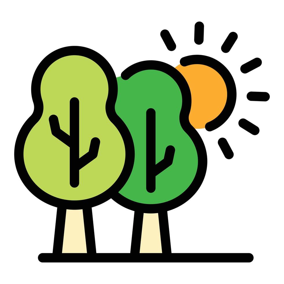 vector de contorno de color de icono de árbol de naturaleza