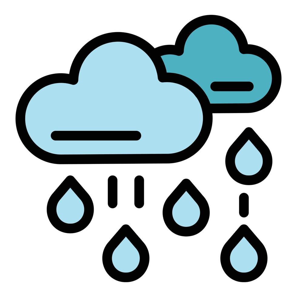 Raining clouds icon color outline vector