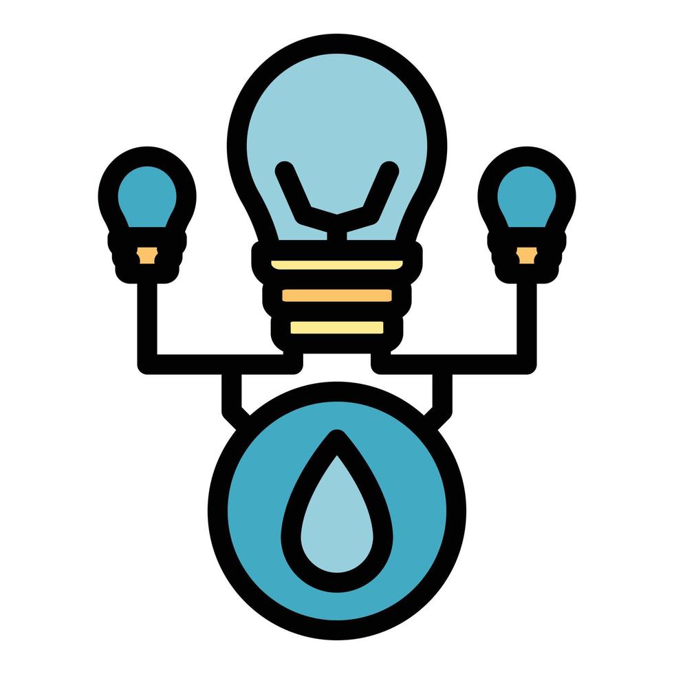 vector de esquema de color de icono de bombilla de energía hidroeléctrica