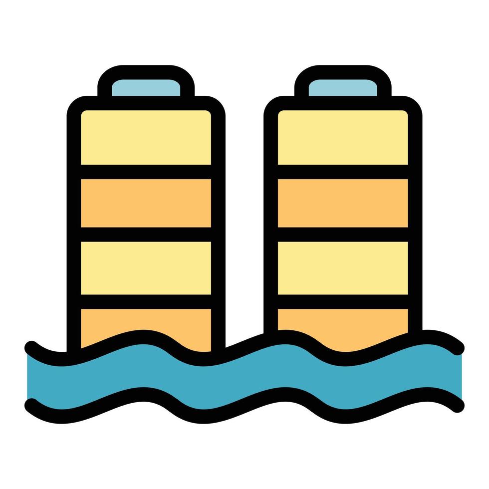 Hydro power industry icon color outline vector