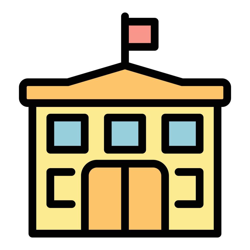 School building icon color outline vector
