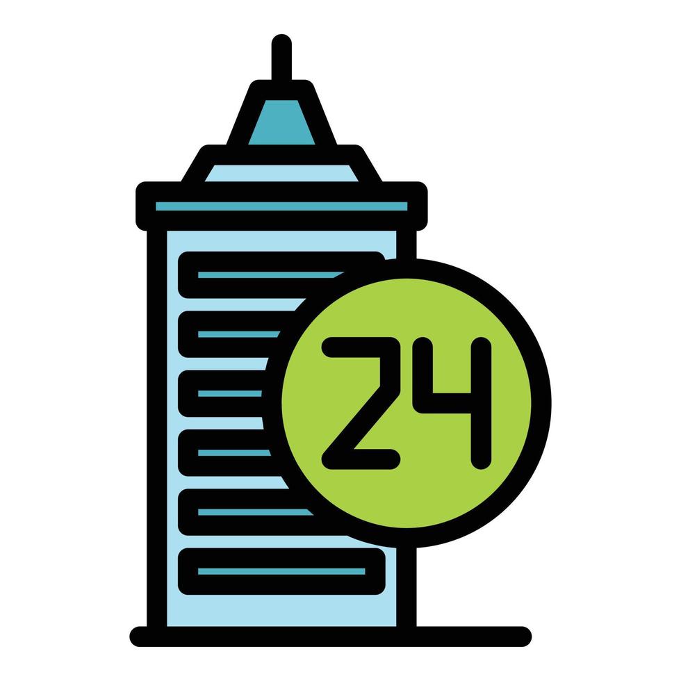 24 hour agent building icon color outline vector