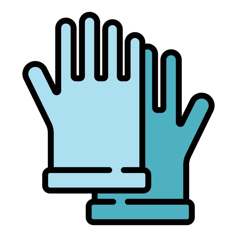 Rubber medical gloves icon color outline vector