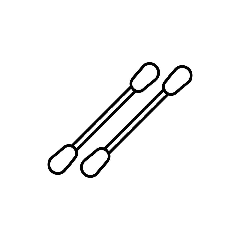 eps10 black vector cotton swabs line art icon isolated on white background. cotton buds or sticks outline symbol in a simple flat trendy modern style for your website design, logo, and mobile app