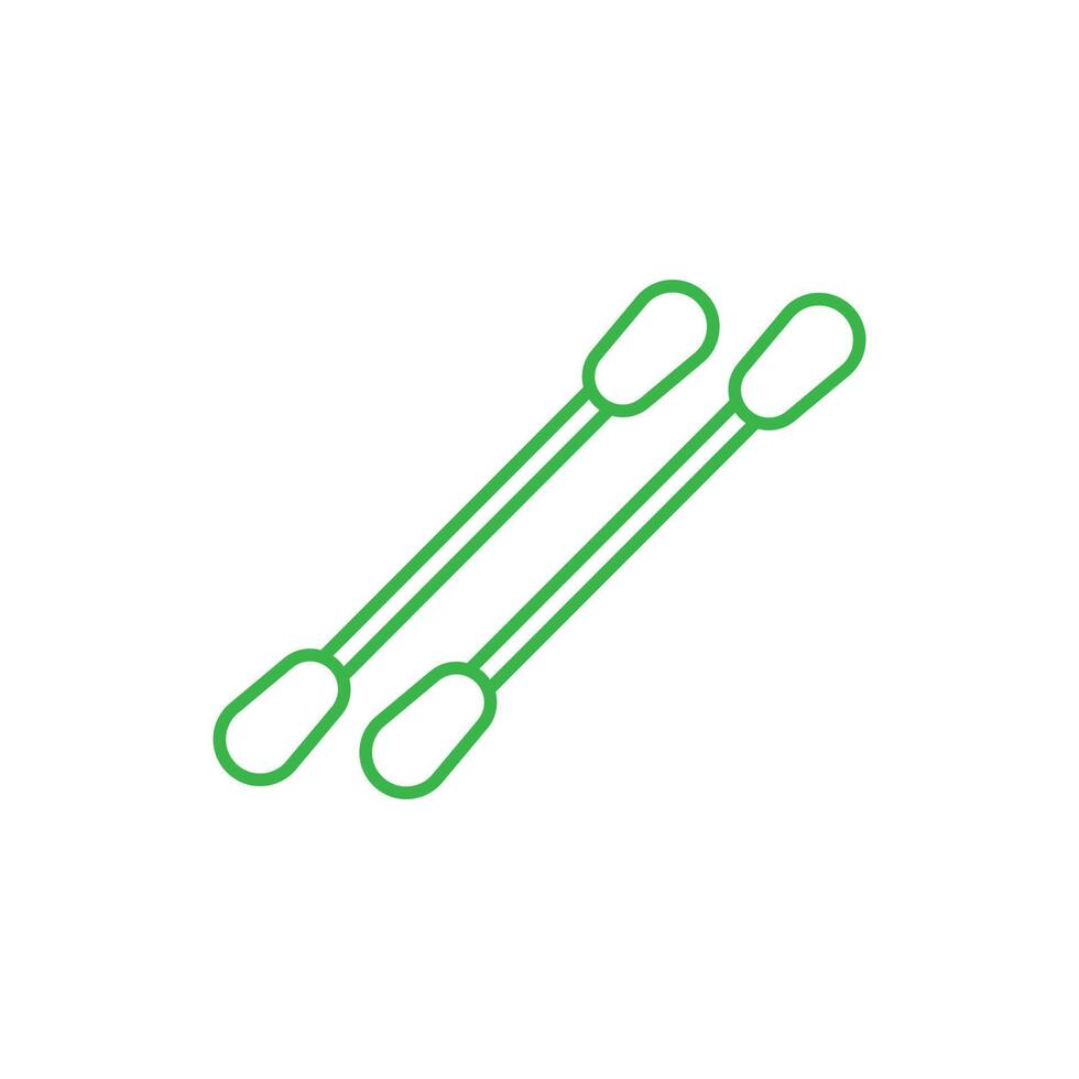 eps10 green vector cotton swabs line art icon isolated on white background. cotton buds or sticks outline symbol in a simple flat trendy modern style for your website design, logo, and mobile app