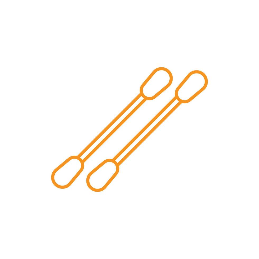 eps10 icono de arte de línea de bastoncillos de algodón vectorial naranja aislado en fondo blanco. símbolo de contorno de bastoncillos o palos de algodón en un estilo moderno y sencillo para el diseño de su sitio web, logotipo y aplicación móvil vector