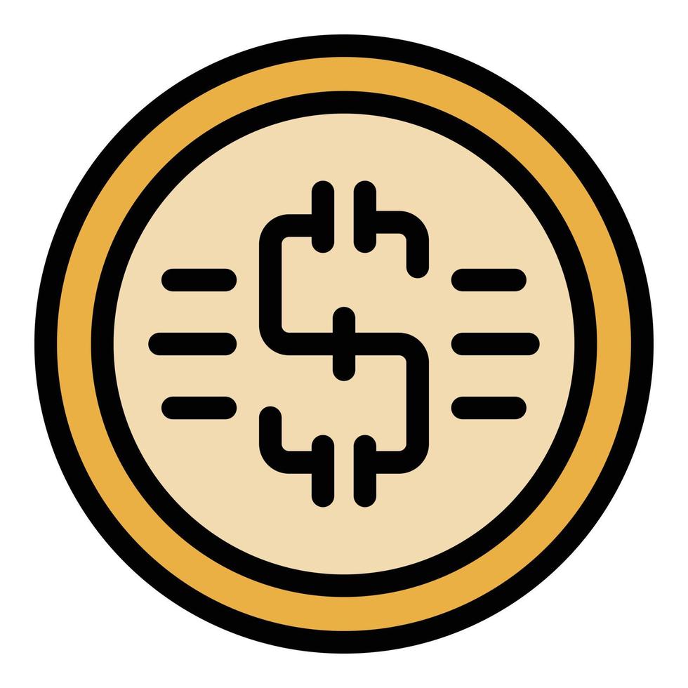 Dollar coin icon color outline vector