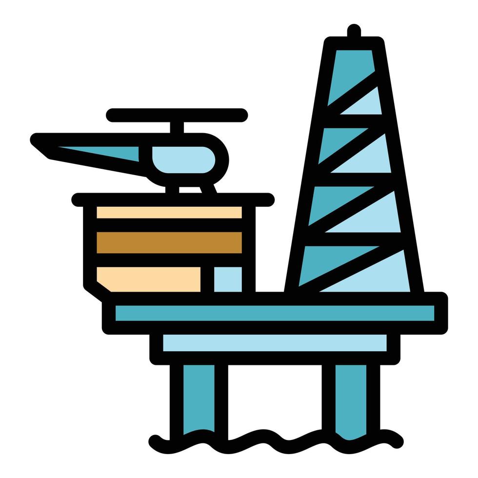 Coal sea drilling rig icon color outline vector