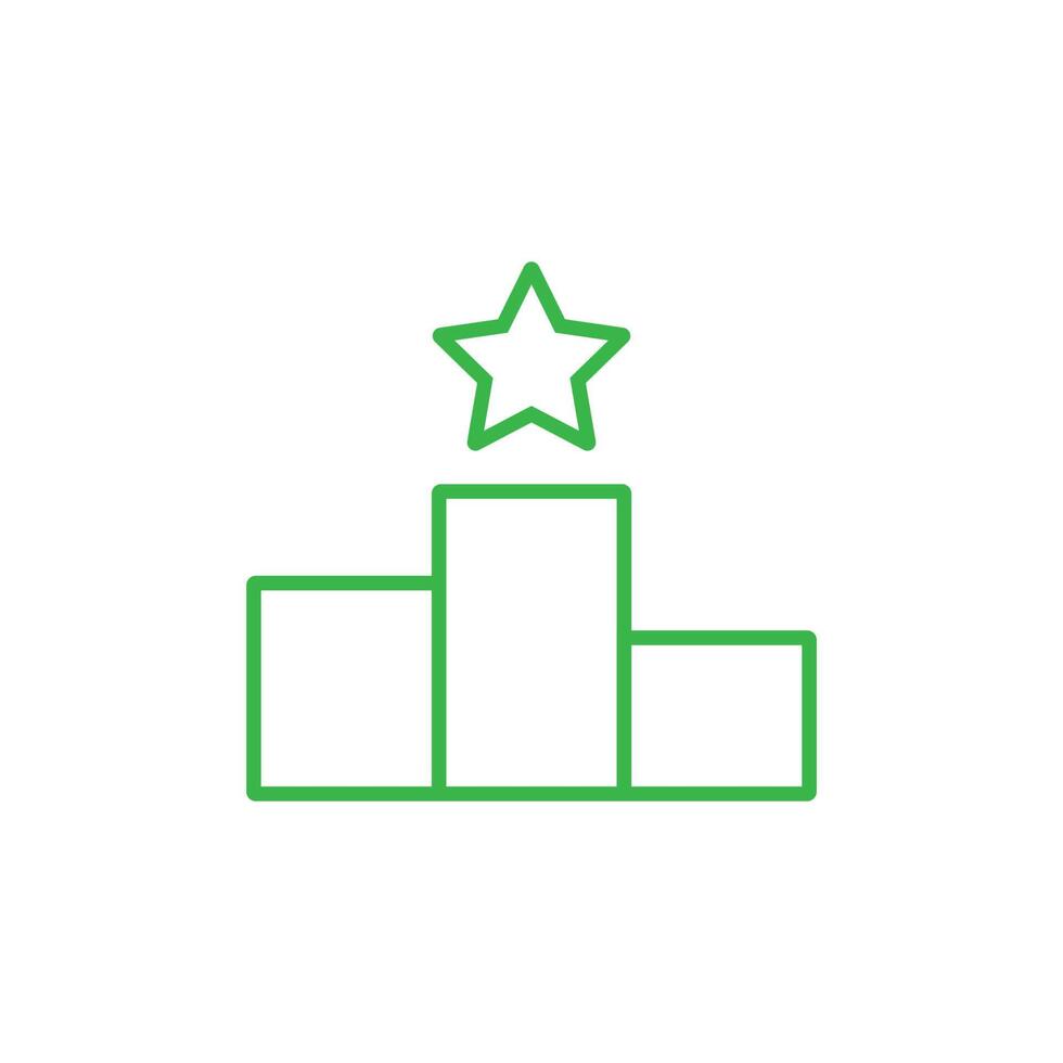 eps10 green vector Winner and achievement line icon isolated on white background. Champion or podium outline symbol in a simple flat trendy modern style for your website design, logo, and mobile app