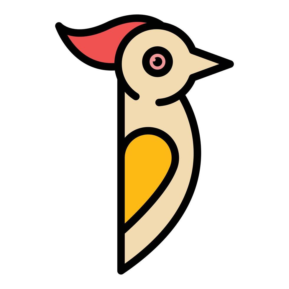 vector de contorno de color de icono de pájaro carpintero de zoológico