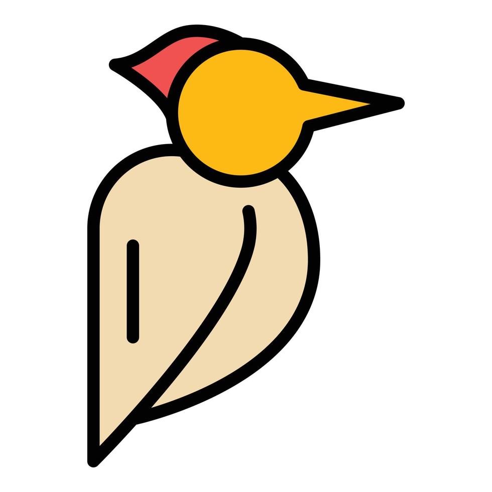 vector de contorno de color de icono de pájaro carpintero de pluma