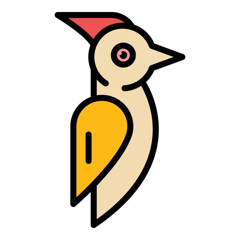 vector de contorno de color de icono de pájaro carpintero cardenal