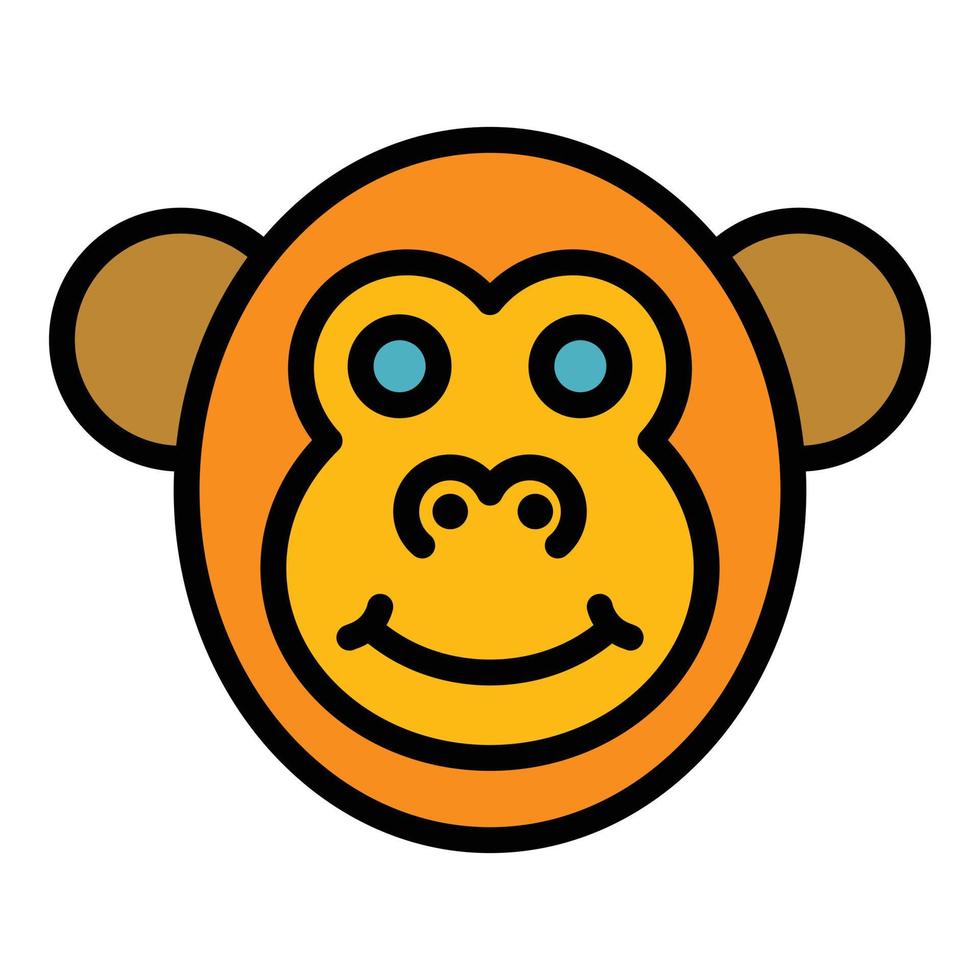 Gibbon icon color outline vector