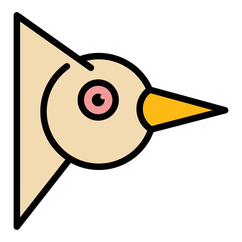 vector de contorno de color de icono de cabeza de pájaro carpintero