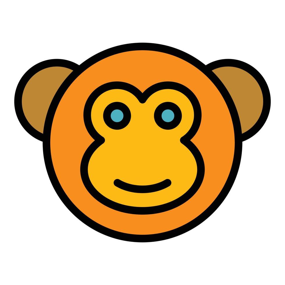 Gibbon monkey icon color outline vector