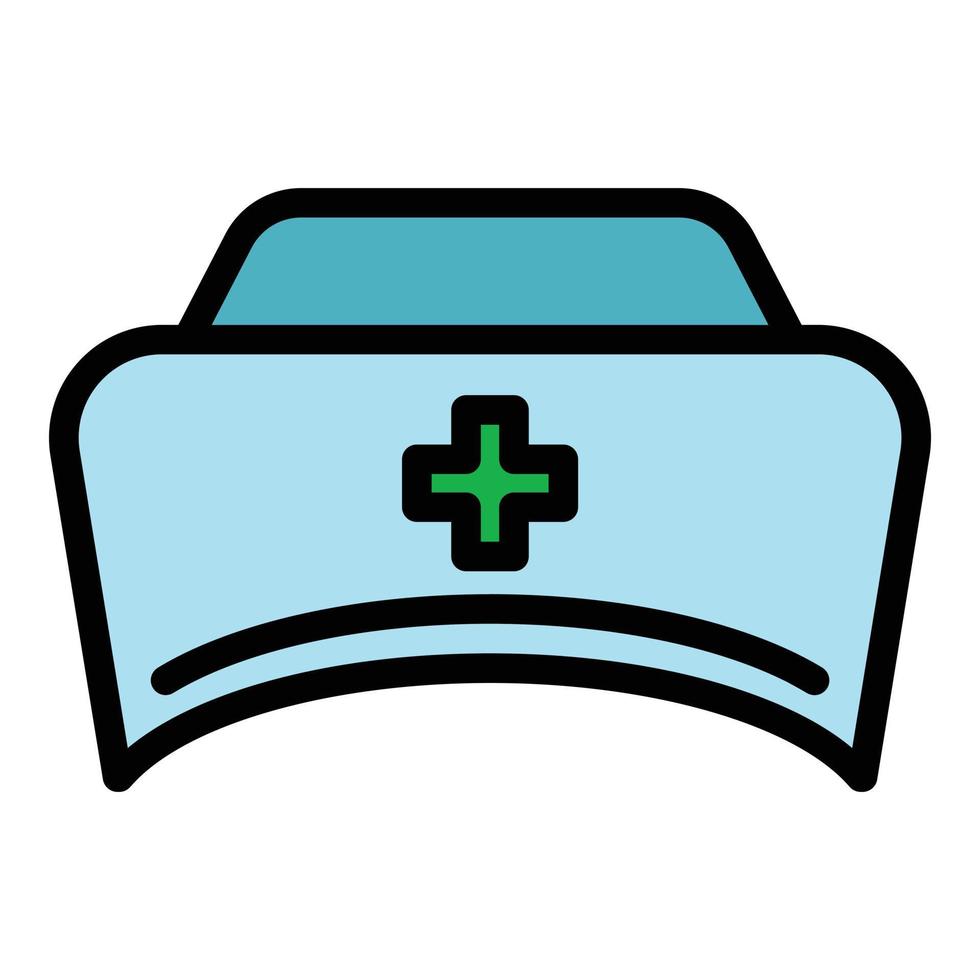 Medical nurse cap icon color outline vector