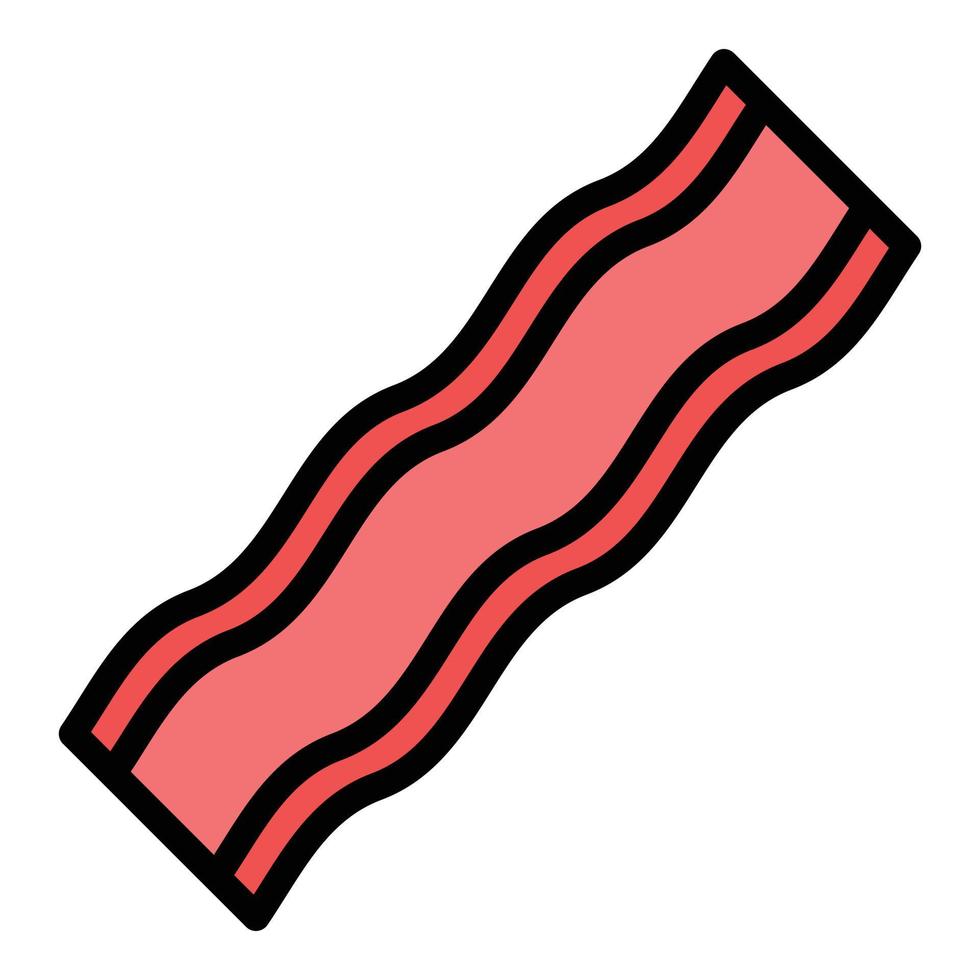 vector de contorno de color de icono de tocino de cerdo