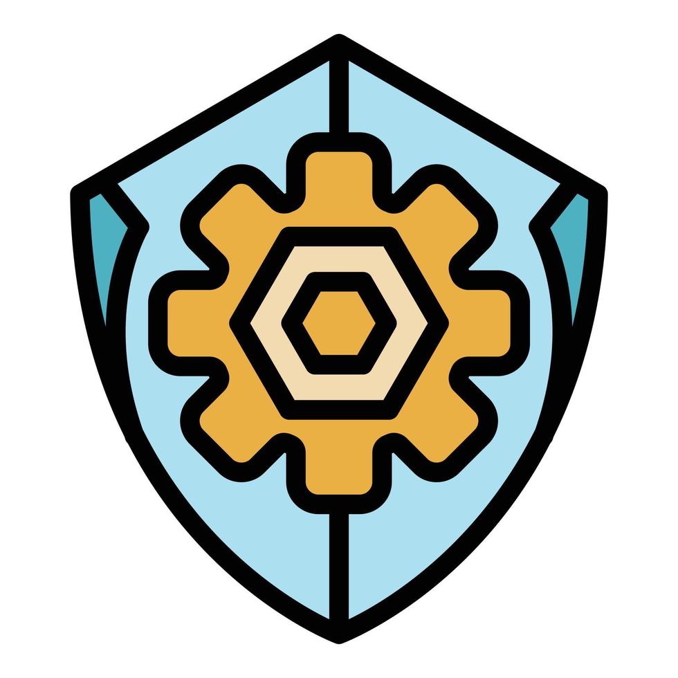 Control gear shield icon color outline vector