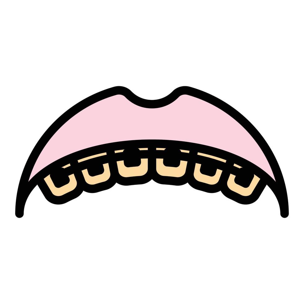 Smile braces icon color outline vector