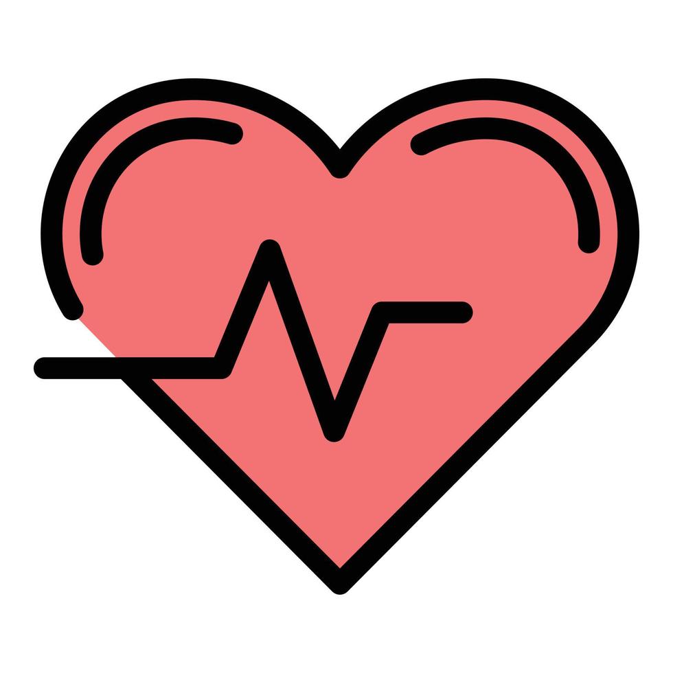 Power heart pulse icon color outline vector