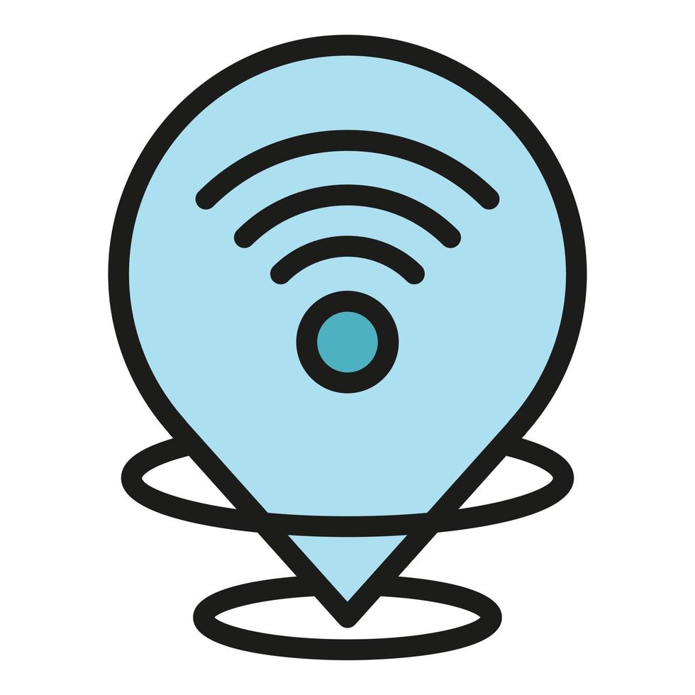 Wifi point icon color outline vector