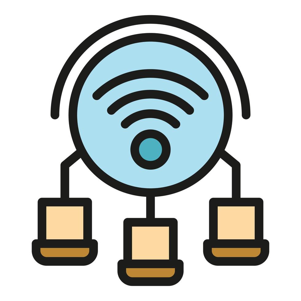 Wifi hotspot icon color outline vector